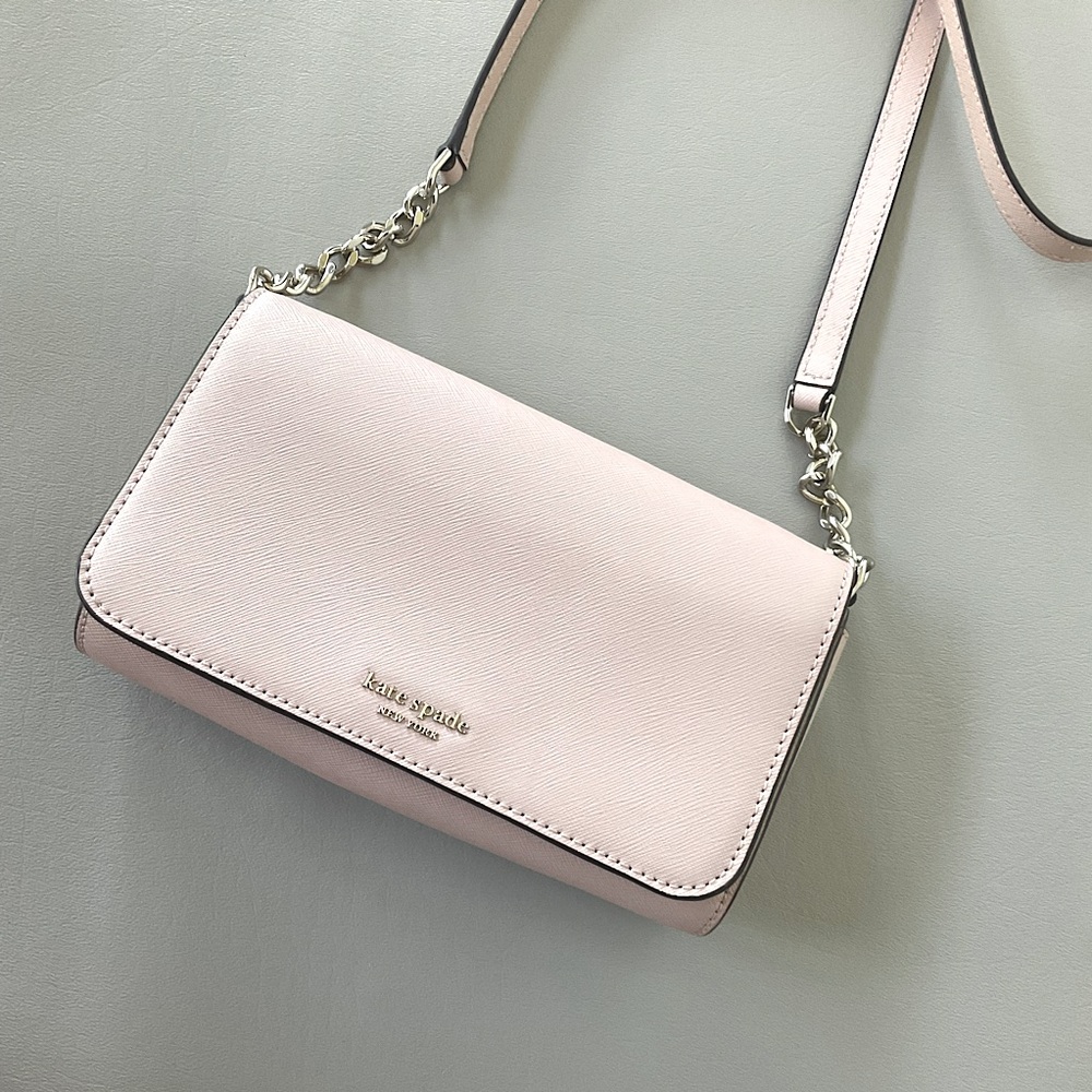 kate spade Blush Pink Leather Crossbody Bag with Gold Chain